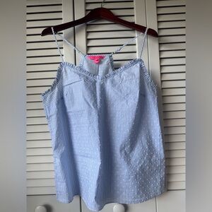Lilly Pulitzer baby blue and white sear sucker racer back tank